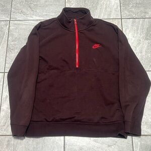 Nike Quarter Zip Sweatshirt Burgundy Red Swoosh Size Large